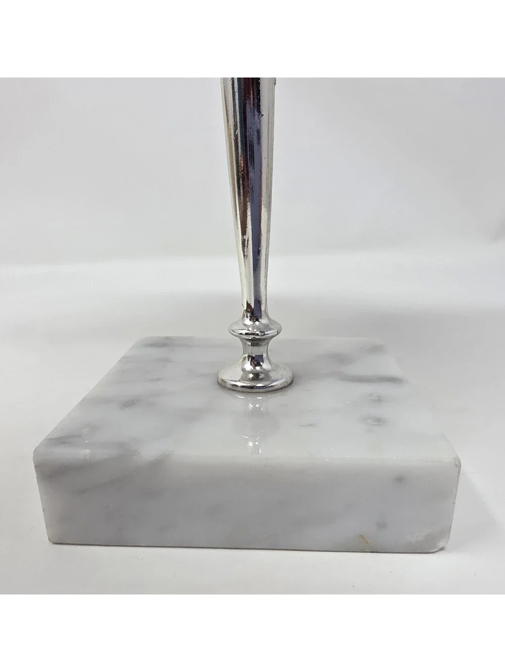 White Milk Glass Pedestal Dish with Marble Base | Scalloped Compote